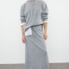 Trendyol Gray Hooded Skirted Knitwear Top-Bottom Set