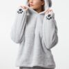 Trendyol Gray Hooded and Embroidered Wellsoft Winter Knitted Pajama Set