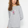 Trendyol Gray Melange 100% Cotton Tshirt-Jogger Knitted Pajamas Set