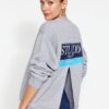 Trendyol Gray Melange Back Print Detail Fleece Inside Regular/Normal Fit Knitted Sweatshirt