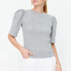 Trendyol Gray Melange Balloon Sleeve Crew Neck Ribbed Flexible Knitted Blouse