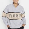 Trendyol Gray Melange Basic Printed Knitted Sweatshirt with Fleece Inside