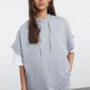 Trendyol Gray Melange Oversize/Wide Fit Hooded Thin Knitted Sweatshirt