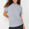 Trendyol Gray Melange Premium Oversize/Wide Fit Crew Neck Knitted T-Shirt