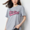 Trendyol Gray Melange Printed Oversize/Wide Fit Stand Collar Knitted T-Shirt