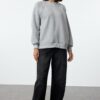 Trendyol Gray Melange Relaxed/Comfortable Fit Basic Raglan Sleeve Crew Neck Knitted Sweatshirt