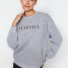 Trendyol Gray Melange Stone and Embroidery Detail Regular Fit Fleece Inside Knitted Sweatshirt