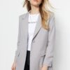 Trendyol Gray Oversize Lined Woven Blazer Jacket