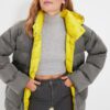 Trendyol Gray Oversized Hooded Yellow Lined Puffy Coat