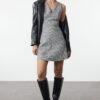 Trendyol Gray Plaid / Checkered Mini Woven Dress