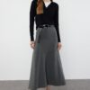 Trendyol Gray Premium Yarn/Special Yarn Midi Knit Skirt