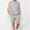 Trendyol Gray Regular Cut Printed Shorts with Stitching Detail