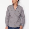 Trendyol Gray Regular Fit Denim Shirt with Snap Fasteners