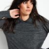 Trendyol Gray Soft Textured Stone Embroidered Knitwear Sweater