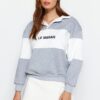 Trendyol Gray Thick Fleece Inside Regular/Normal Fit Embroidered Polo Neck Knitted Sweatshirt