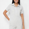 Trendyol Gray Waffle Button Detailed Shirt Collar Knitted Overalls
