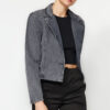 Trendyol Gray Waistband Crop Blazer Denim Jacket