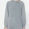 Trendyol Gray Washed Side Slit Detail Oversize Knitted Sweatshirt