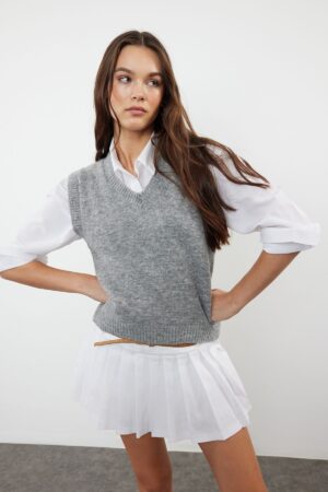 Trendyol Gray Wool Knitwear Sweater Trendyol Gray Wool Knitwear Sweater