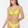 Trendyol Green Bikini Bottoms with Shirring