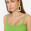 Trendyol Green Bralette Glitter Bikini Top