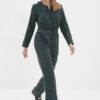Trendyol Green Checkered Zipper Jumpsuit