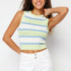 Trendyol Green Color Block Knitted Thin Blouse