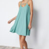 Trendyol Green Comfortable Cut Strappy Collar Detailed Mini Woven Dress