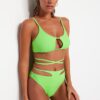 Trendyol Green Cut Out/Window High Derék Normál lábú Bikini alsó