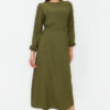 Trendyol Green Elastic Waist Tie Detail Aerobin Woven Dress