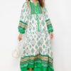 Trendyol Green Floral Pattern Woven Viscose Dress