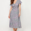 Trendyol Green Floral Patterned A-line V-neck 100% Viscose Midi Woven Dress