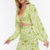 Trendyol Green Floral Print Beach Top-Top Set
