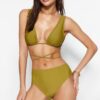 Trendyol Green High Derék Normál lábú Bikini alsó
