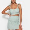 Trendyol Green Hinge-Checkered Woven Top and Bottom Set