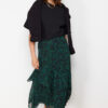 Trendyol Green Leopard Patterned Lined Woven Skirt