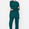 Trendyol Green Oversize Slit Detailed Scuba Tunic-Pants Knitted Bottom-Top Set