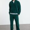 Trendyol Green Oversize/Wide Cut Basic Anti-Pilling Fleece Tracksuit Set