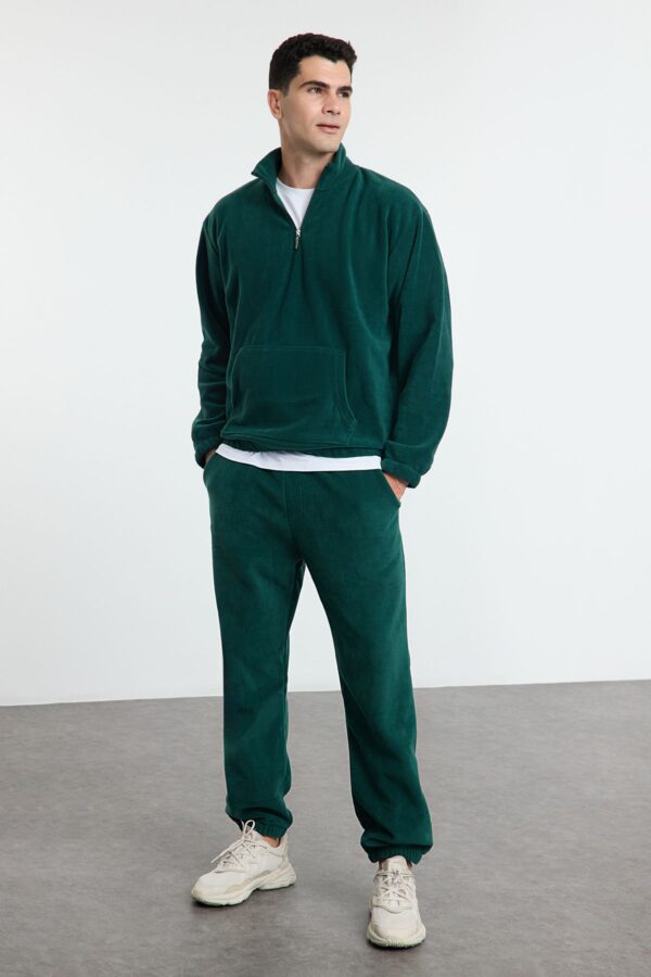 Trendyol Green Oversize/Wide Cut Basic Anti-Pilling Fleece Tracksuit Set