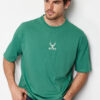 Trendyol Green Oversize/Wide Cut Deer Embroidered 100% T-Shirt