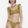 Trendyol Green Ruffle Detailed V-Cut Bikini Bottoms