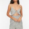 Trendyol Green Striped Cut Out Detailed Jumpsuit