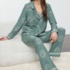 Trendyol Green Sun Patterned Viscose Woven Pajama Set