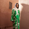 Trendyol Green Tropical Pattern Long Woven Kimono & Kaftan