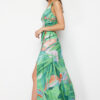Trendyol Green Tropical Print Maxi Woven Beach Dress