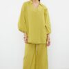 Trendyol Green Weaving 100% Cotton Blouse Trousers Beach Set