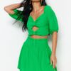Trendyol Green Woven Cut Out/Window Blouse and Skirt Set