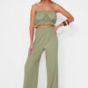 Trendyol Green Woven Frill Blouse and Pants Suit