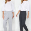 Trendyol Grey-Anthracite 2 Pack Corded Cotton Knitted Pajama Bottoms