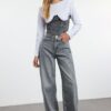 Trendyol Grey High Waist Barrel Baggy Jeans